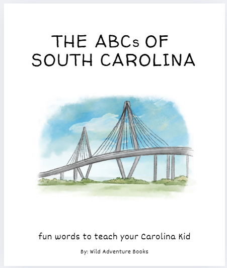 Book cover of 'The ABCs of South Carolina' with a bridge illustration on a white background.
